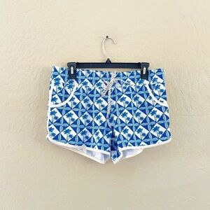 Favant Blue and White Hawaiian Swim Shorts‎
